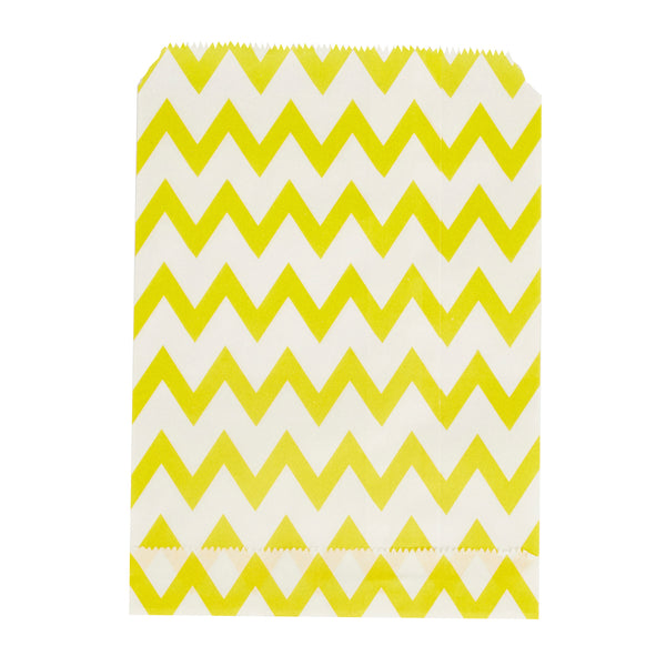 Restaurantware Bag Tek Rectangle Yellow Paper Bag - Zig Zags - 7" X 5" - 100 Count Box