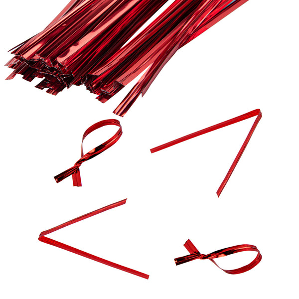 Restaurantware Bag Tek Red Metallic Twist Tie / Bag Tie - 4" - 500 Count Box