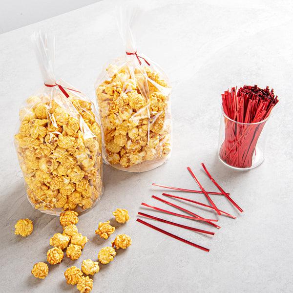 Restaurantware Bag Tek Red Metallic Twist Tie / Bag Tie - 4" - 500 Count Box