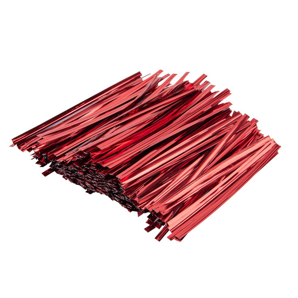 restaurantware Bag Tek Red Metallic Twist Tie / Bag Tie - 4" - 500 count box