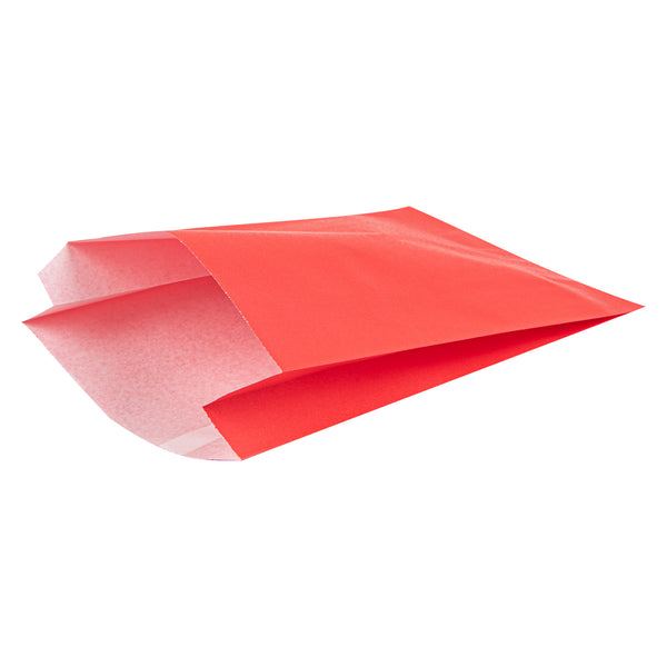 Restaurantware Bag Tek Red Paper French Fry / Snack Bag - 4 1/4" X 1 1/2" X 6 1/4" - 100 Count Box