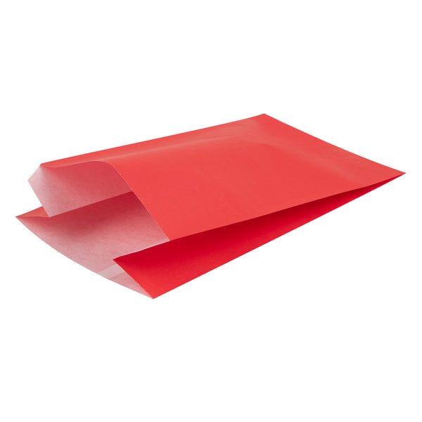 Restaurantware Bag Tek Red Paper French Fry / Snack Bag - 5" X 3" X 8 3/4" - 100 Count Box