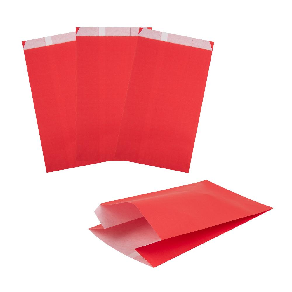 restaurantware Bag Tek Red Paper French Fry / Snack Bag - 5" x 3" x 8 3/4" - 100 count box