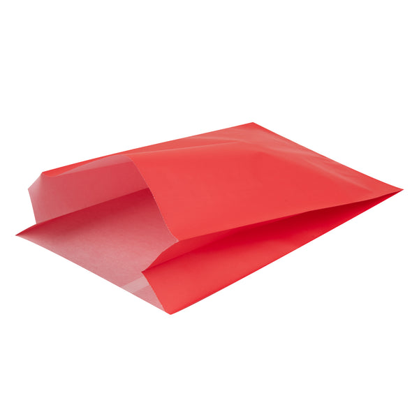 Restaurantware Bag Tek Red Paper French Fry / Snack Bag - 7" X 3" X 11" - 100 Count Box