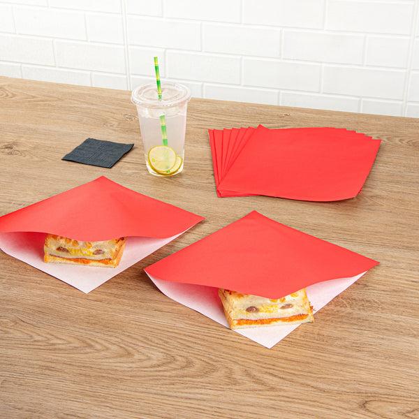 Restaurantware Bag Tek Red Paper Large Double Open Bag - Greaseproof - 10" X 9" - 100 Count