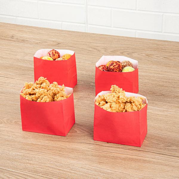 Restaurantware Bag Tek Red Paper Large Snack Bag - 4 1/4" X 2 1/2" X 3 3/4" - 100 Count Box