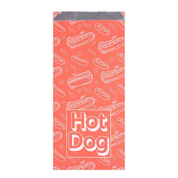 Restaurantware Bag Tek Red Paper Printed Hot Dog Foil Bag - 1/2 Gallon - 4 1/4" X 6 1/2" X 14 1/2" - 100 Count Box