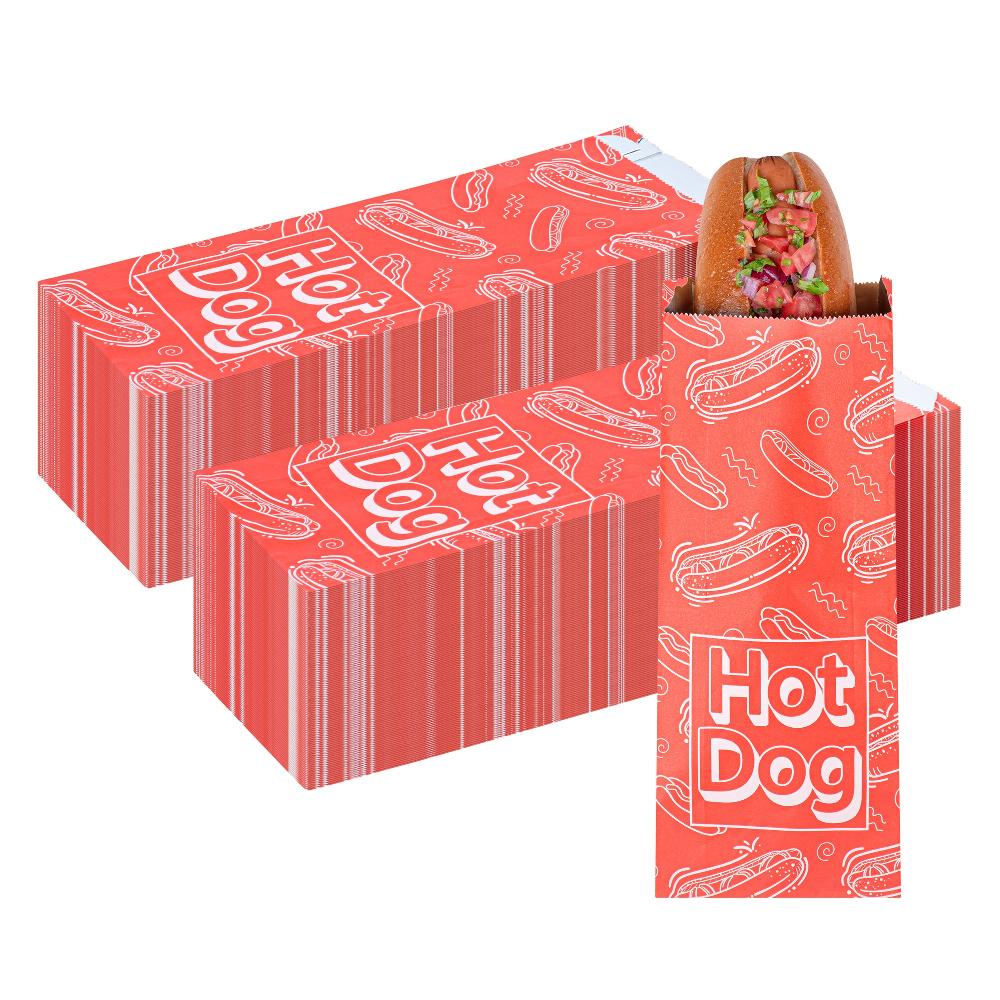 restaurantware Bag Tek Red Paper Printed Hot Dog Foil Bag - Pint Size - 4 1/2" x 2" x 11 1/2" - 100 count box