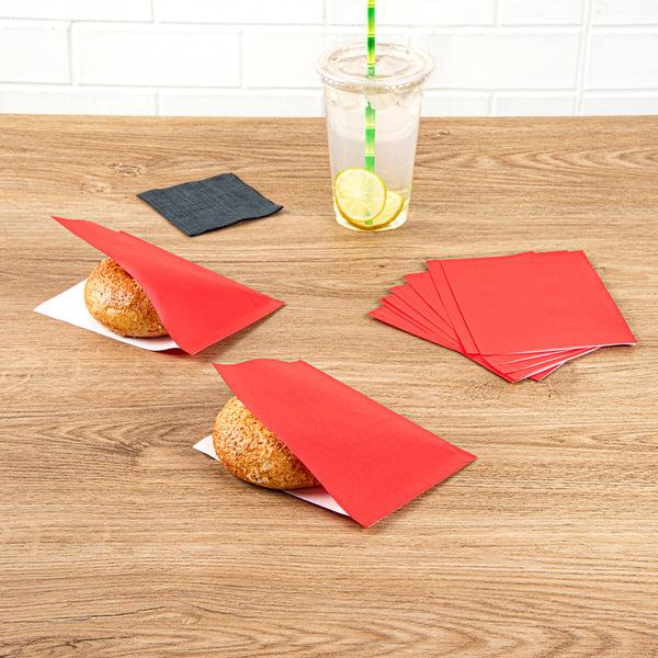 Restaurantware Bag Tek Red Paper Small Double Open Bag - Greaseproof - 6 1/4" X 4 3/4" - 100 Count Box
