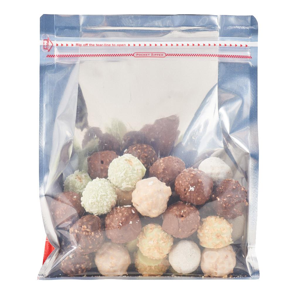 restaurantware Bag Tek Red Plastic Large Snack Bag - Double Seal Rip Lock Heat Sealable - 9 1/2" x 7 1/2" x 2 3/4" - 100 count box