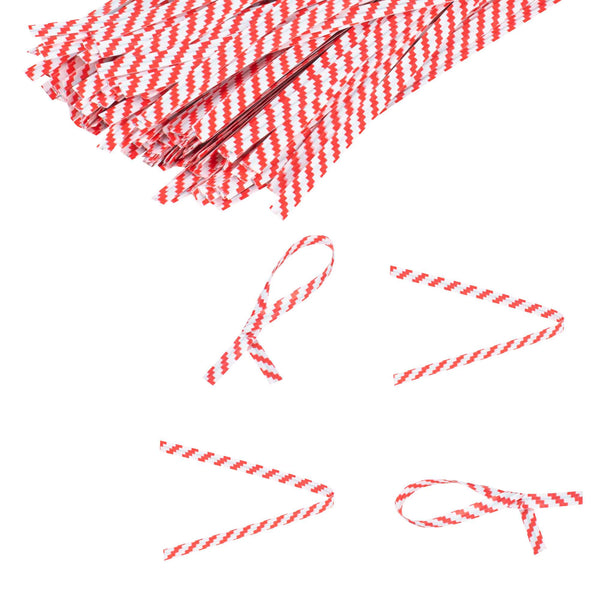 Restaurantware Bag Tek Red Stripe Paper Twist Tie / Bag Tie - Laminated - 4" - 50000 Count Box