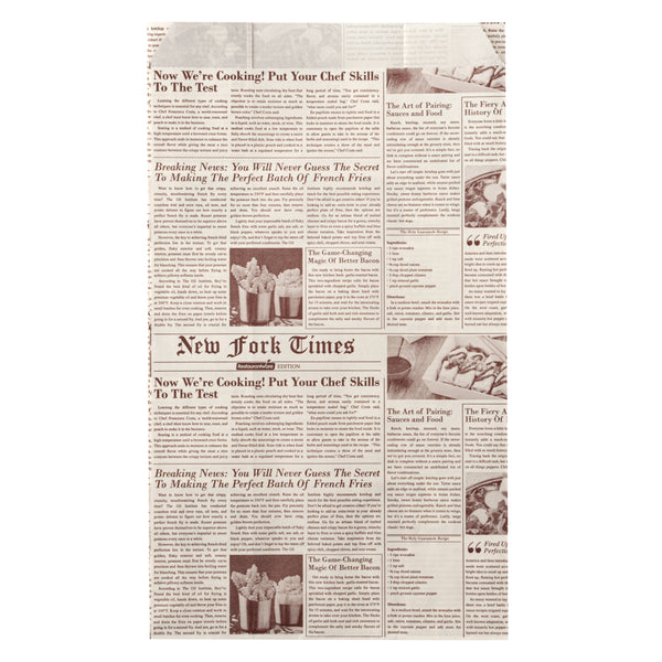Restaurantware Bag Tek Sepia Newsprint Paper French Fry / Snack Bag - 5" X 3" X 8 3/4" - 100 Count Box