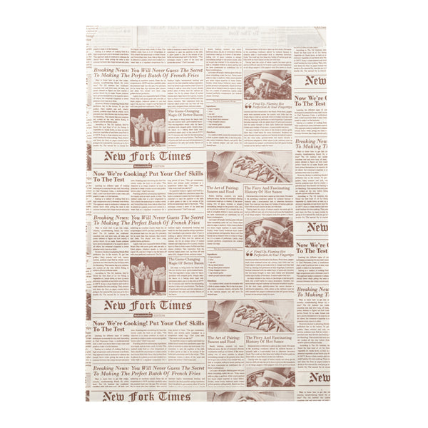 Restaurantware Bag Tek Sepia Newsprint Paper French Fry / Snack Bag - 7" X 3" X 11" - 100 Count Box