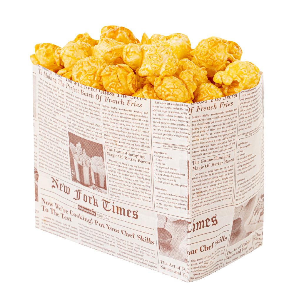 restaurantware Bag Tek Sepia Newsprint Paper Large Snack Bag - 4 1/4" x 2 1/2" x 3 3/4" - 100 count box restaurantware Bag Tek Sepia Newsprint Paper Large Snack Bag - 4 1/4" x 2 1/2" x 3 3/4" - 100 count box