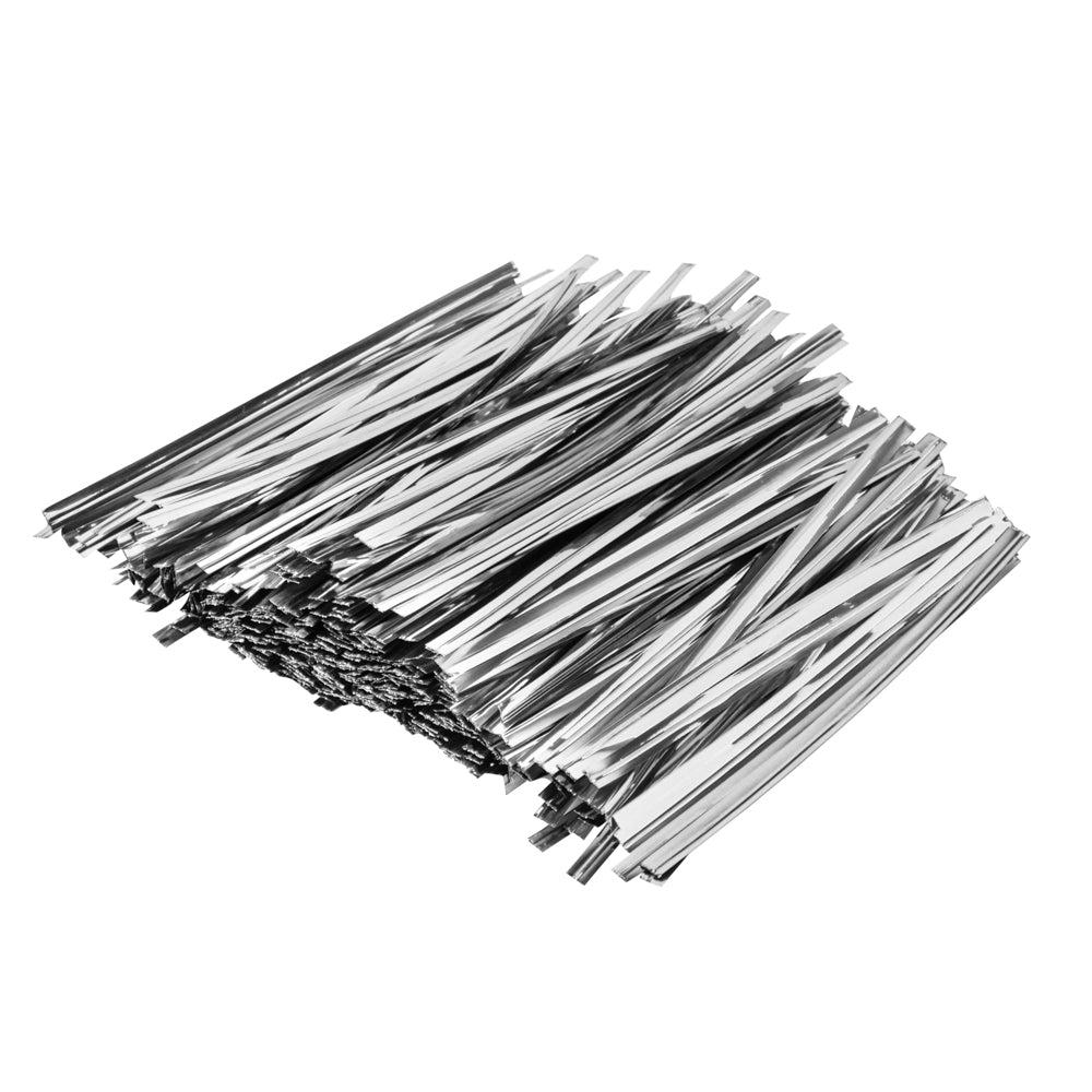 restaurantware Bag Tek Silver Metallic Twist Tie / Bag Tie - 4" - 500 count box