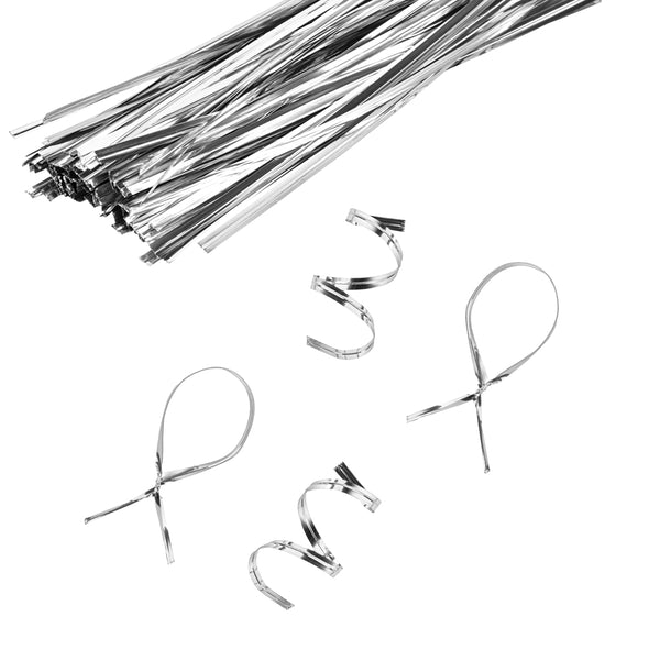 Restaurantware Bag Tek Silver Metallic Twist Tie / Bag Tie - 6" - 500 Count Box