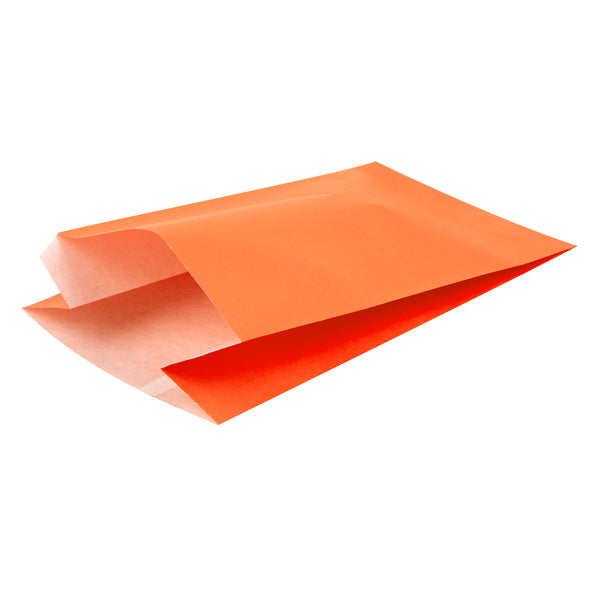 Restaurantware Bag Tek Tangerine Orange Paper French Fry / Snack Bag - 5" X 3" X 8 3/4" - 100 Count Box