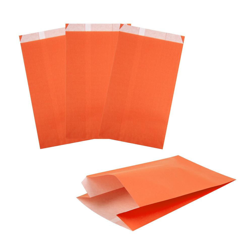 restaurantware Bag Tek Tangerine Orange Paper French Fry / Snack Bag - 5" x 3" x 8 3/4" - 100 count box restaurantware Bag Tek Tangerine Orange Paper French Fry / Snack Bag - 5" x 3" x 8 3/4" - 100 count box