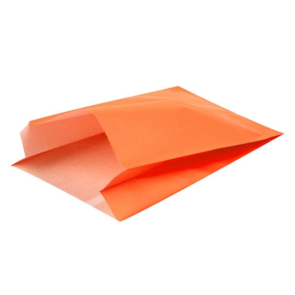 Restaurantware Bag Tek Tangerine Orange Paper French Fry / Snack Bag - 7" X 3" X 11" - 100 Count Box
