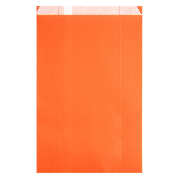 Restaurantware Bag Tek Tangerine Orange Paper French Fry / Snack Bag - 7" X 3" X 11" - 100 Count Box