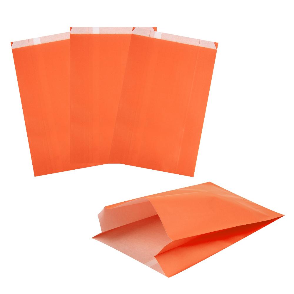 restaurantware Bag Tek Tangerine Orange Paper French Fry / Snack Bag - 7" x 3" x 11" - 100 count box restaurantware Bag Tek Tangerine Orange Paper French Fry / Snack Bag - 7" x 3" x 11" - 100 count box