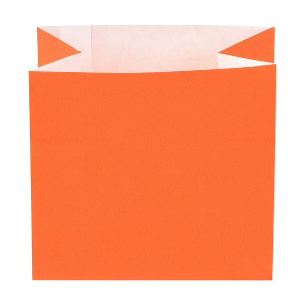 Restaurantware Bag Tek Tangerine Orange Paper Small Snack Bag - 3 3/4" X 2 1/4" X 3 3/4" - 100 Count Box