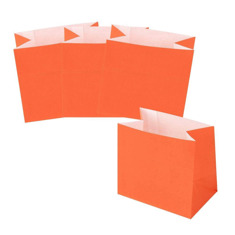restaurantware Bag Tek Tangerine Orange Paper Small Snack Bag - 3 3/4" x 2 1/4" x 3 3/4" - 100 count box