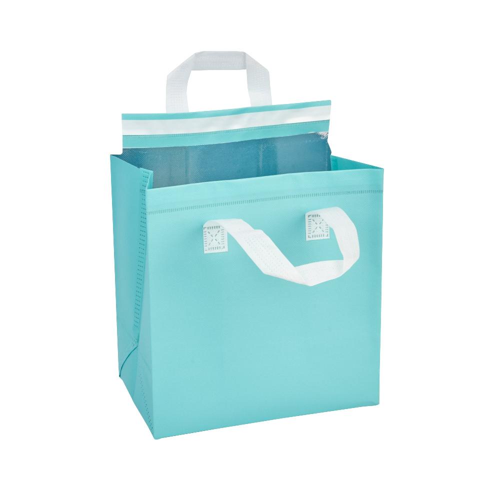 restaurantware Bag Tek Teal Insulated Take Out Bag - Tamper-Evident - 9 1/2" x 6" x 10 1/4" - 100 count box