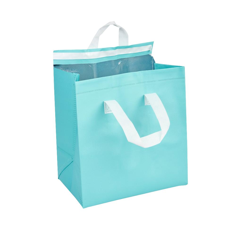 restaurantware Bag Tek Teal Insulated Take Out Bag - Tamper-Evident - 10 1/4" x 6 3/4" x 11" - 100 count box