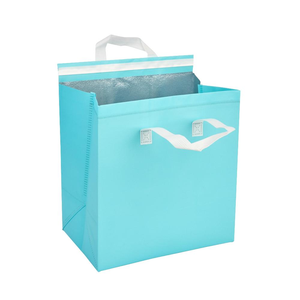 restaurantware Bag Tek Teal Insulated Take Out Bag - Tamper-Evident - 11 3/4" x 7 3/4" x 12 1/2" - 100 count box