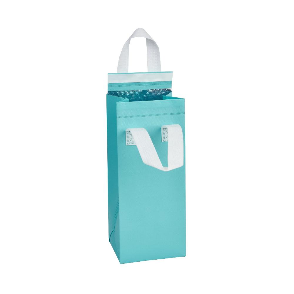 restaurantware Bag Tek Teal Insulated Take Out Bag - Tamper-Evident - 4 3/4" x 4" x 11" - 100 count box