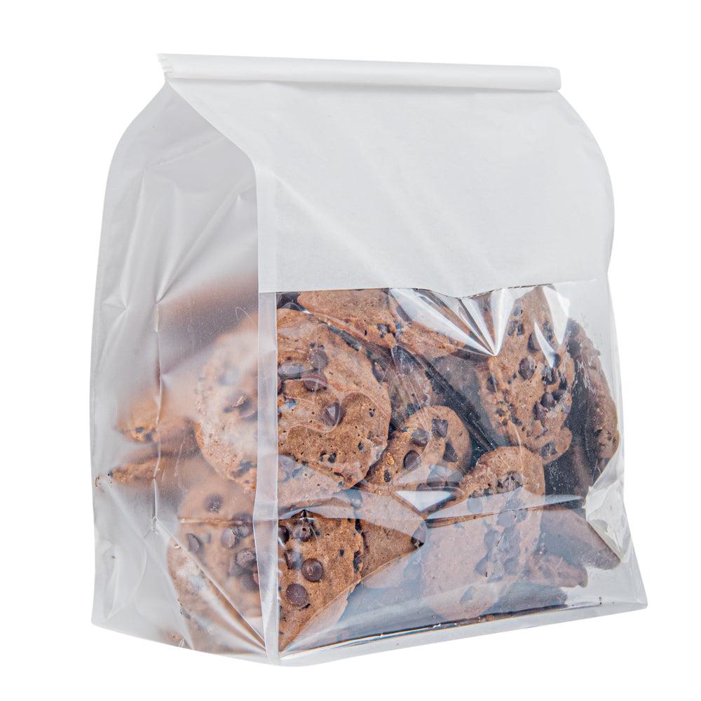 restaurantware Bag Tek White Cotton Paper Tin Tie Bag - with Clear Window - 8 3/4" x 4 1/2" x 10 3/4" - 100 count box restaurantware Bag Tek White Cotton Paper Tin Tie Bag - with Clear Window - 8 3/4" x 4 1/2" x 10 3/4" - 100 count box