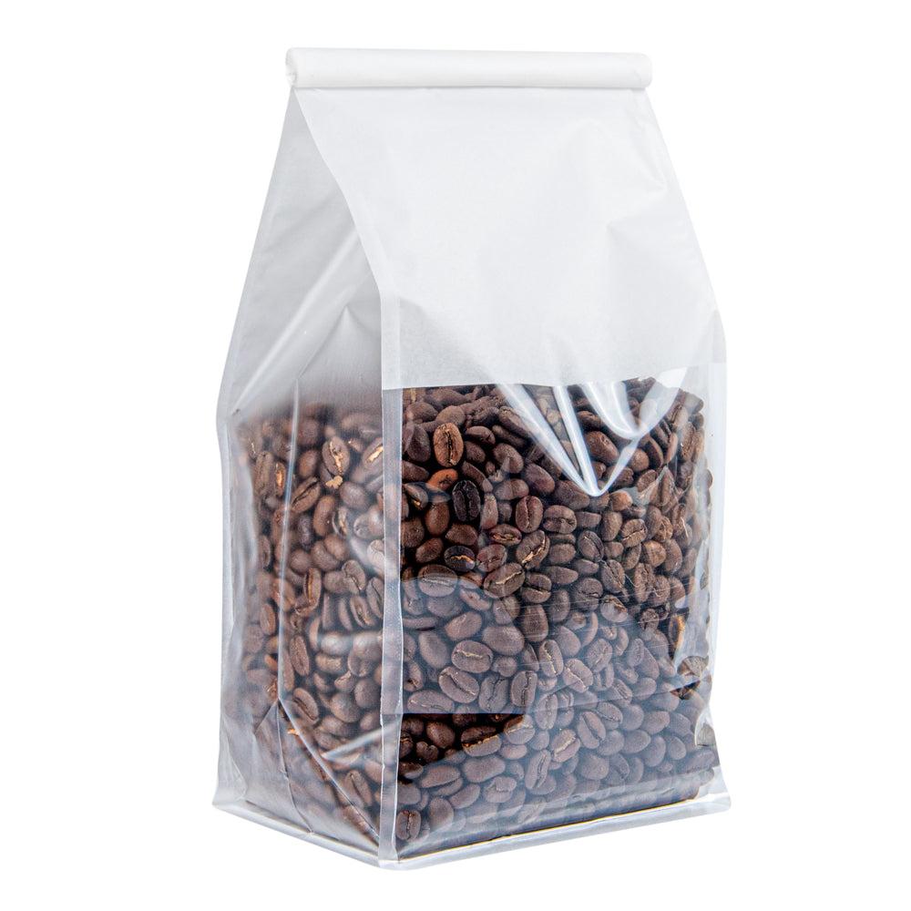 restaurantware Bag Tek White Cotton Paper Tin Tie Bag - with Clear Window - 5" x 4" x 11 1/4" - 100 count box