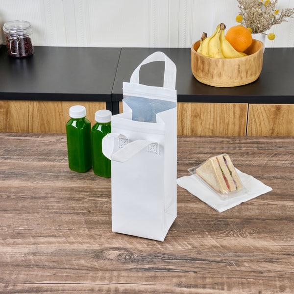 Restaurantware Bag Tek White Insulated Take Out Bag - Tamper-Evident - 4 3/4" X 4" X 11" - 100 Count Box