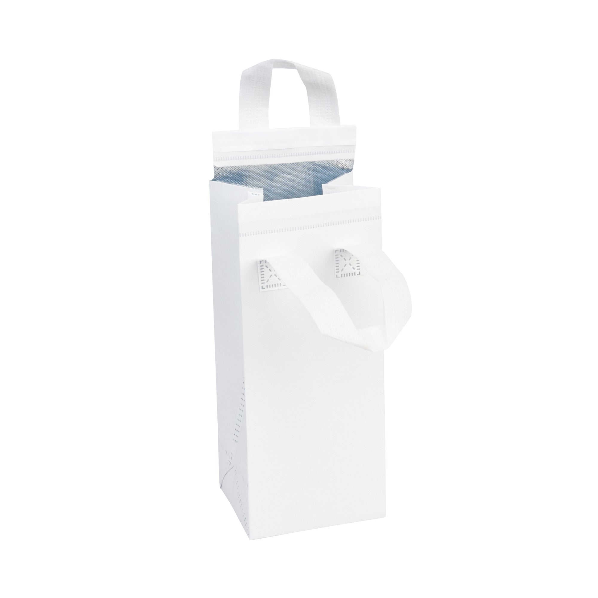 restaurantware Bag Tek White Insulated Take Out Bag - Tamper-Evident - 4 3/4" x 4" x 11" - 100 count box
