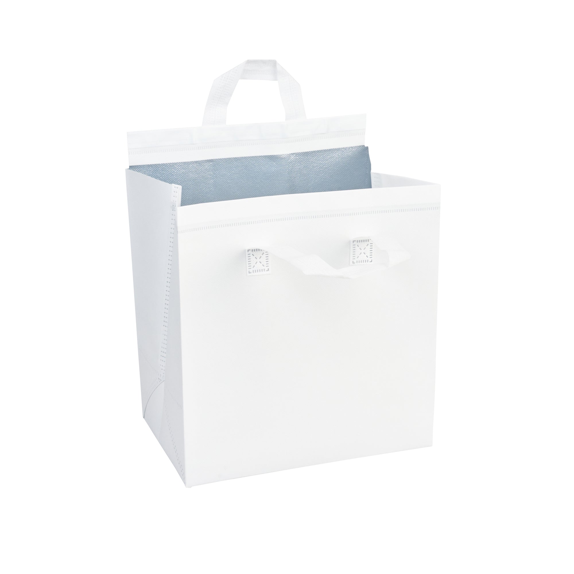 restaurantware Bag Tek White Insulated Take Out Bag - Tamper-Evident - 10 1/4" x 6 3/4" x 11" - 100 count box