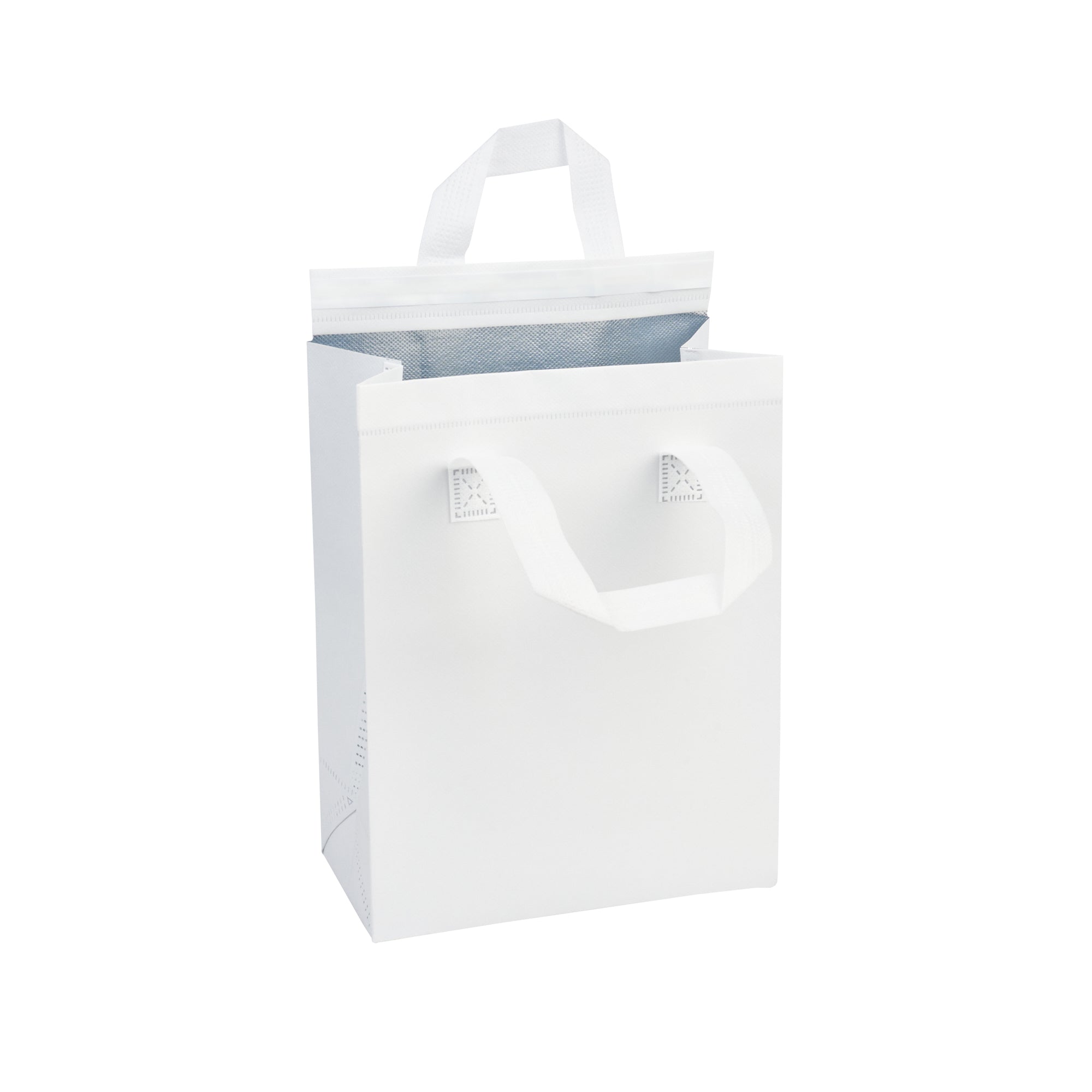 restaurantware Bag Tek White Insulated Take Out Bag - Tamper-Evident - 8 1/4" x 4 1/4" x 10 3/4" - 100 count box