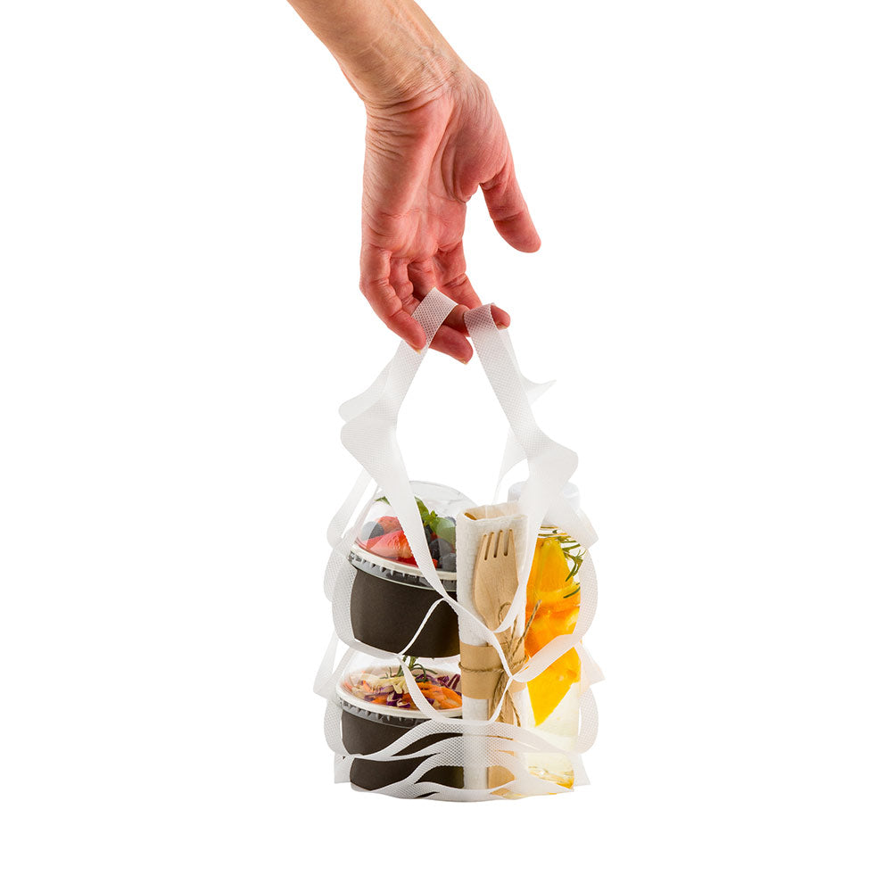 restaurantware Bag Tek White Medium Net Take Out Bag - 9 3/4" x 8 3/4" - 100 count box