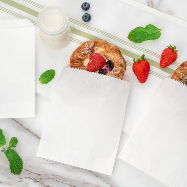 Restaurantware Bag Tek White Paper Bag - 7" X 5" - 100 Count Box