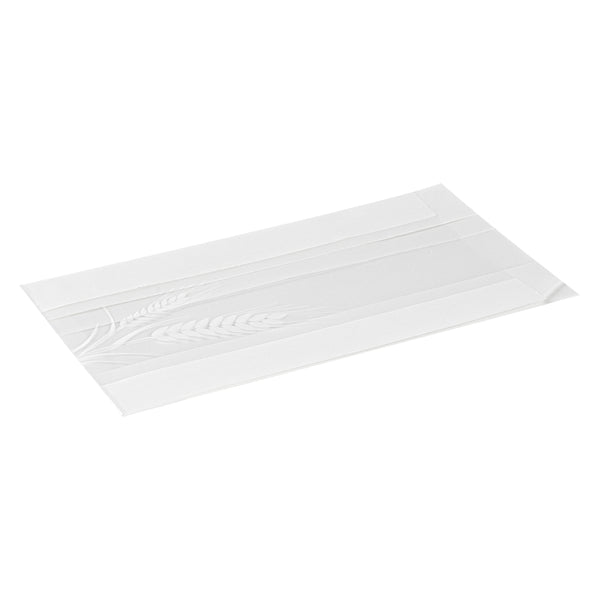 Restaurantware Bag Tek White Paper Bread Bag - Micro-Perforated Greaseproof Wheat Pattern - 4 3/4" X 2 3/4" X 8 1/2" - 100 Count Box