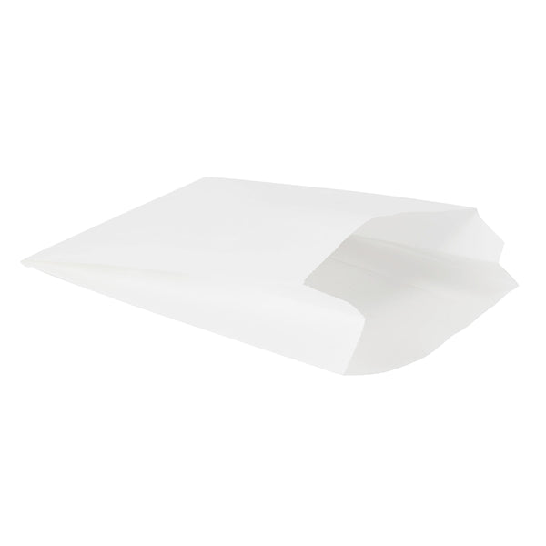 Restaurantware Bag Tek White Paper French Fry / Snack Bag - 4 1/4" X 1 1/2" X 6 1/4" - 100 Count Box