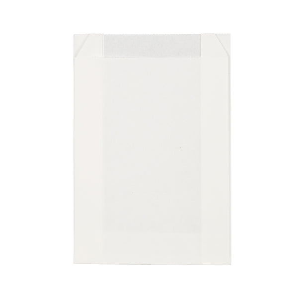 Restaurantware Bag Tek White Paper French Fry / Snack Bag - 4 1/4" X 1 1/2" X 6 1/4" - 100 Count Box