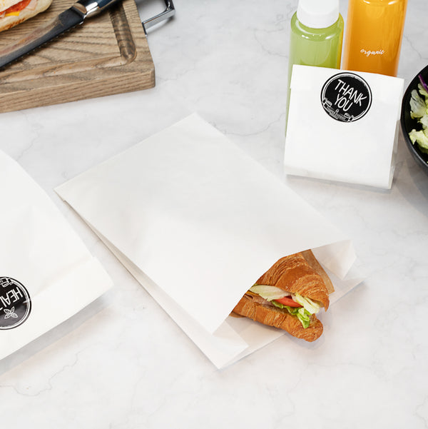 Restaurantware Bag Tek White Paper French Fry / Snack Bag - 7" X 3" X 11" - 100 Count Box