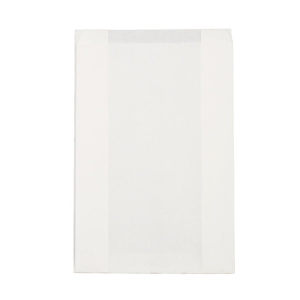 Restaurantware Bag Tek White Paper French Fry / Snack Bag - 7" X 3" X 11" - 100 Count Box