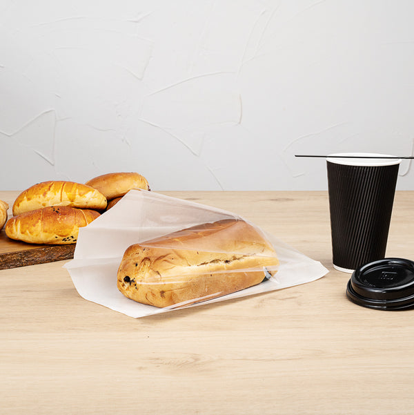Restaurantware Bag Tek White Paper Large Bread Bag - Side Window - 6" X 2 3/4" X 11 1/2" - 100 Count Box