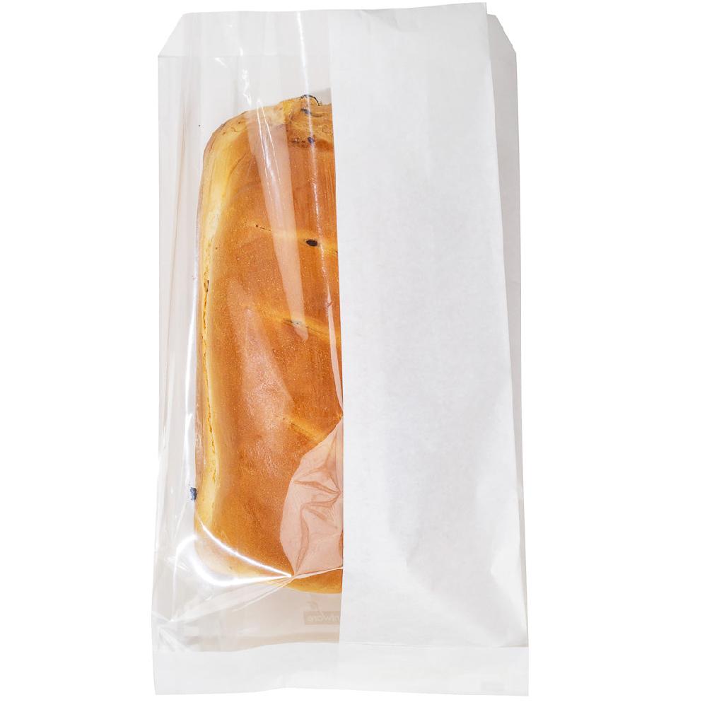 restaurantware Bag Tek White Paper Large Bread Bag - Side Window - 6" x 2 3/4" x 11 1/2" - 100 count box