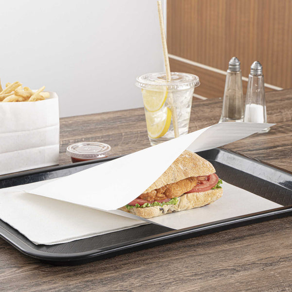 Restaurantware Bag Tek White Paper Large Double Open Bag - Greaseproof - 10" X 9" - 100 Count Box