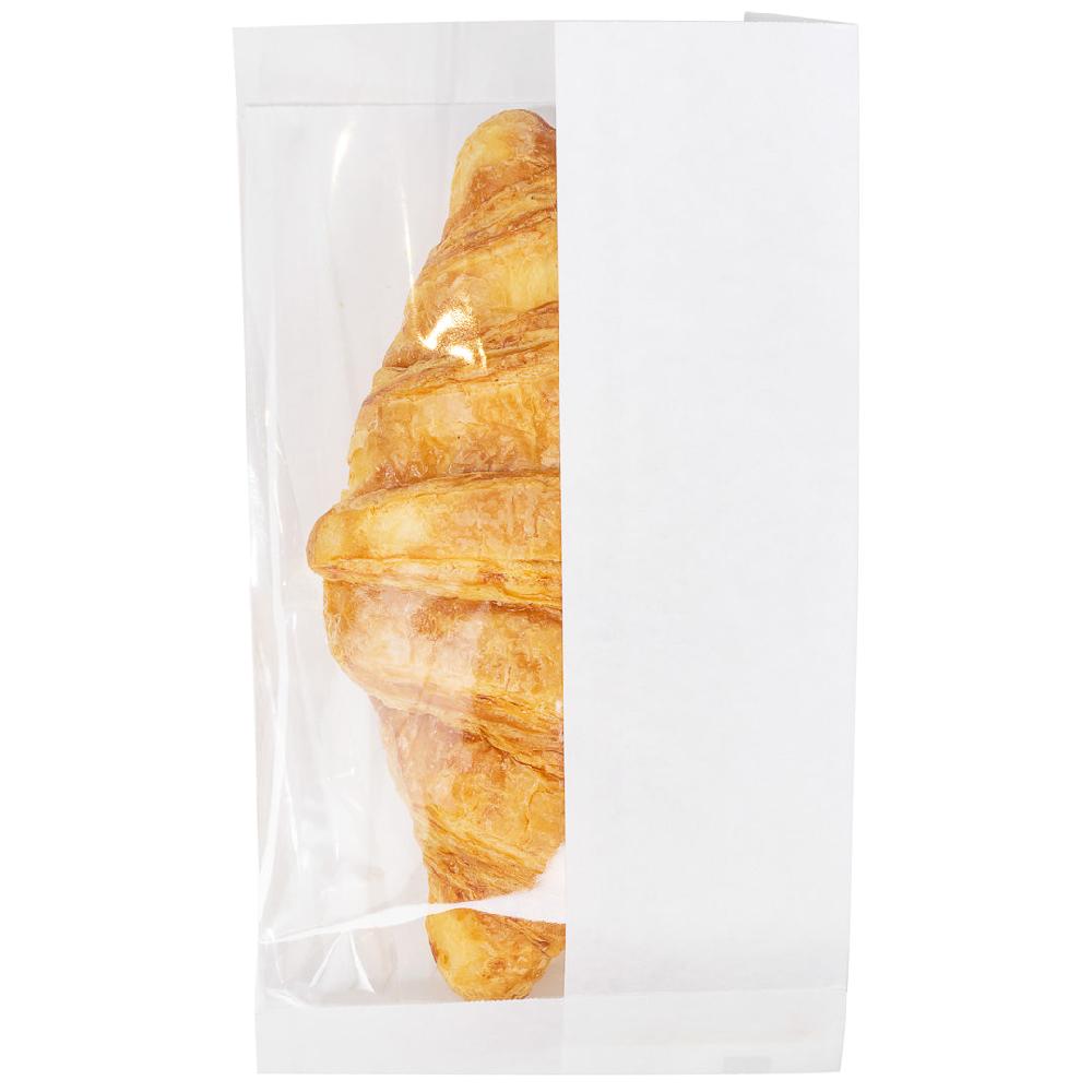 restaurantware Bag Tek White Paper Small Bread Bag - with Side Window - 4 3/4" x 2 3/4" x 8 1/2" - 100 count box