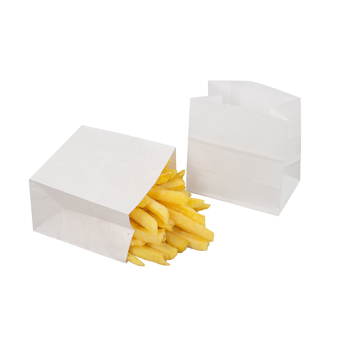 restaurantware Bag Tek White Paper Small Snack Bag - 4" x 2 1/4" x 3 3/4" - 100 count box