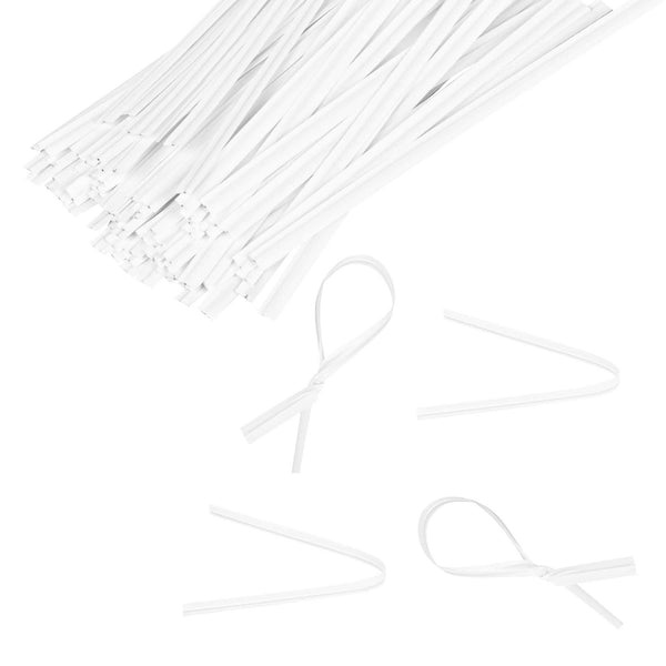 Restaurantware Bag Tek White Paper Twist Tie / Bag Tie - Laminated - 4" - 50000 Count Box